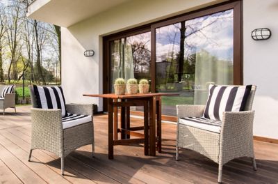 Image showing  Nautical 1-Light Black LED Outdoor Wall-Mount Sconce, 3,000K, 6 in. x 10.625 in. x 4.5 in.