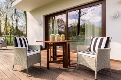 Image showing  Nautical 1-Light White LED Outdoor Wall-Mount Sconce, Black, 3,000K, 6 in. x 10.625 in. x 4.5 in.