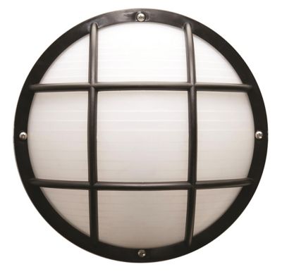 SOLUS Bulkhead 1-Light Black LED Outdoor Wall Mount Sconce, Frosted Polycarbonate Lens, 4,000K, 10.25 x 10.25 x 5.125 in.