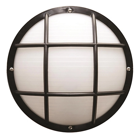 SOLUS Bulkhead 1-Light Black LED Outdoor Wall Mount Sconce, Frosted Polycarbonate Lens, 4,000K, 10.25 x 10.25 x 5.125 in.
