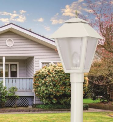 Image showing  White Colonial Style 1-Light Post-Mount Walkway Light, 3,000K, SPC109F-LE26W