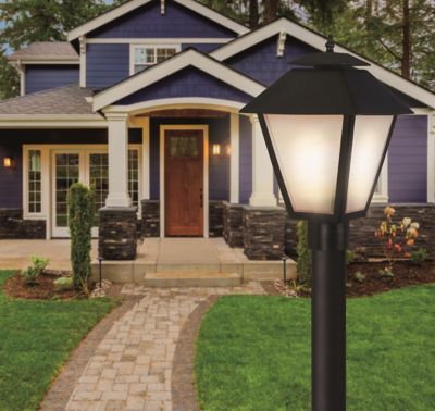 Image showing  Black Colonial Style 1-Light Post-Mount Walkway Light, 3,000K, SPC110F-LE26W