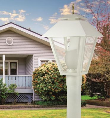 Image showing  White Colonial Style 1-Light Post-Mount Walkway Light, 3,000K, SPC111-LE26W