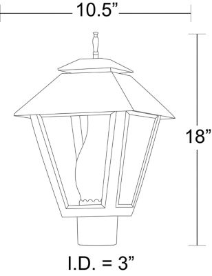 Image showing  Black Colonial Style 1-Light Post-Mount Walkway Light, 4,000K, SPC112-LE26C
