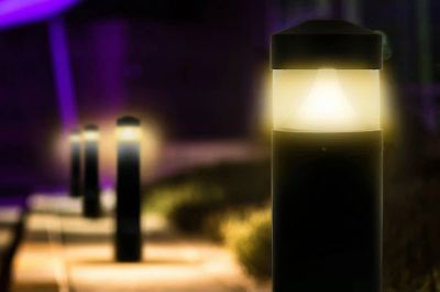 Image showing  Line-Voltage Black LED Exterior Landscape Bollard Light