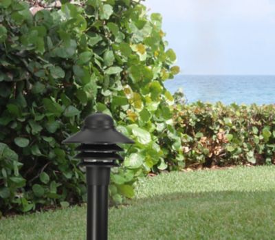Image showing  900-Lumen 9.5W Nautical 1-Light Post-Mount Walkway Light, Black, 3,000K