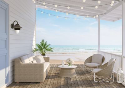 Image showing  Nautical 1-Light Black LED Outdoor Wall-Mount Sconce, 3,000K, SPC75VC-LE26W-B