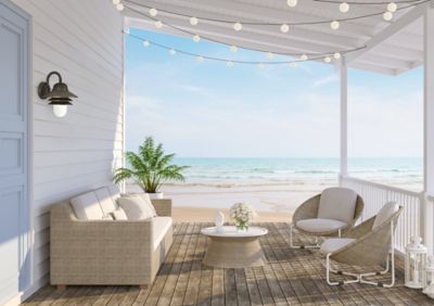 Image showing  Nautical 1-Light Black LED Outdoor Wall-Mount Sconce, 3,000K, SPC75VL-LE26W-B