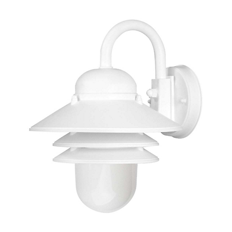 SOLUS Nautical 1-Light White LED Outdoor Wall-Mount Sconce, White, 3,000K, 13 in. x 10.0625 in., SPC75VL-LE26W-W