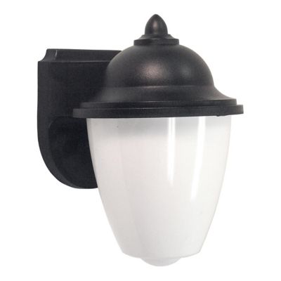 SOLUS 1-Light Black LED Outdoor Porch and Utility Acorn Wall-Mount Sconce, Durable White Acrylic Lens, 3,000K