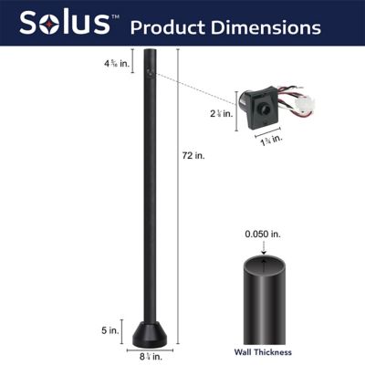 Image showing  6 ft. Black Surface-Mount Aluminum Lamp Post with Cast Aluminum Base and Decorative Cover
