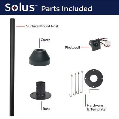 Image showing  6 ft. Black Surface-Mount Aluminum Lamp Post with Cast Aluminum Base and Decorative Cover