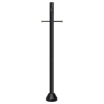 SOLUS 6 ft. Black Surface-Mount Aluminum Lamp Post with Cross Arm and Convenience Outlet
