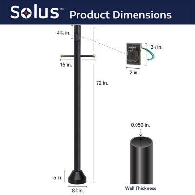 Image showing  6 ft. Black Surface-Mount Aluminum Lamp Post with Cross Arm and Convenience Outlet