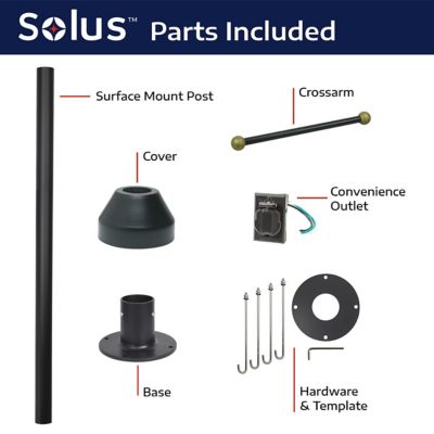 Image showing  6 ft. Black Surface-Mount Aluminum Lamp Post with Cross Arm and Convenience Outlet