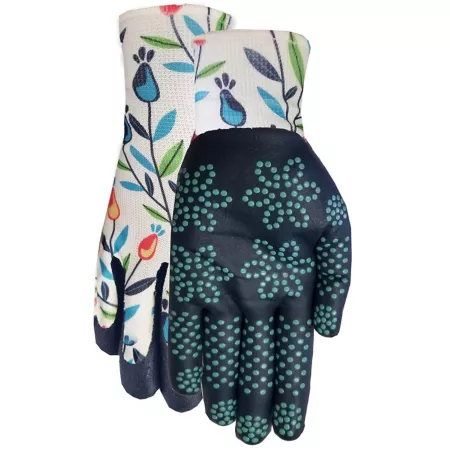 Midwest Gloves Women's Max Grip Tulip Pattern Polyester Gardening Gloves 1 Pair Gardening Gloves