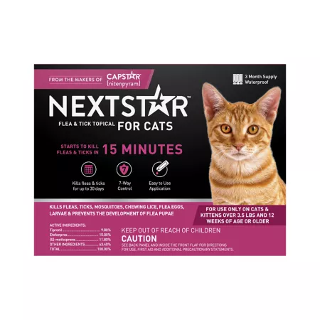 NextStar Topical Flea and Tick Treatment for Cats 3 Month Supply 3 ct Cat Flea & Tick Topical Treatments