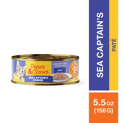 Paws & Claws Adult Sea Captain's Dinner Pate Wet Cat Food, 5.5 oz. Can
