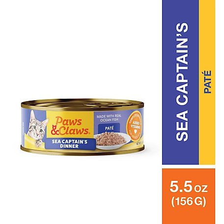 Paws & Claws Adult Sea Captain's Dinner Pate Wet Cat Food, 5.5 oz. Can