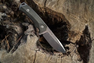 Image showing  1.3 in. Rock 62 Micarta Plain Fixed Blade Knife