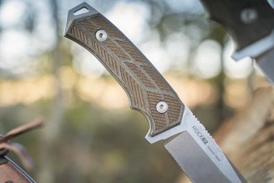 Image showing  4.25 in. Rock 62 Micarta Engraved Fixed Blade Knife, BU.KNF001.08