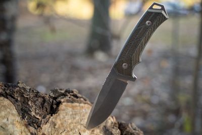 Image showing  4.25 in. Rock 62 Micarta Engraved Fixed Blade Knife, BU.KNF001.08