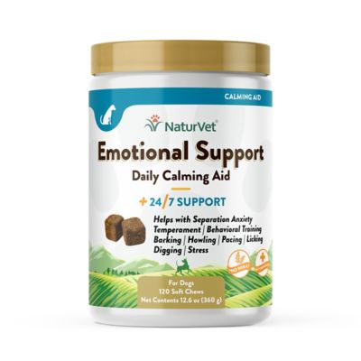 NaturVet Emotional Support Soft Chewable Calming Supplement Treats for Dogs, 120 ct.