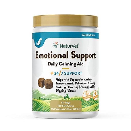 NaturVet Emotional Support Soft Chew Calming Supplement Treats for Dogs, 120 ct.