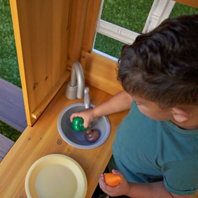 Image showing 5 th KidKraft Modern Outdoor Wooden Playhouse with Picnic Table, Mailbox & Outdoor Grill