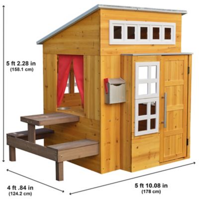 Image showing 6 th KidKraft Modern Outdoor Wooden Playhouse with Picnic Table, Mailbox & Outdoor Grill