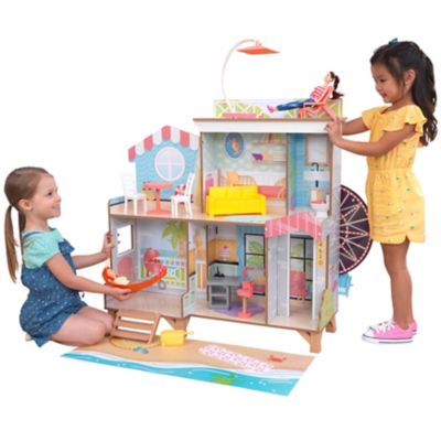 Image showing  Ferris Wheel Fun Beach House Dollhouse, 37.76 in. x 16.54 in. x 32.8 in., 20 pc.