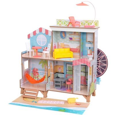 Image showing  Ferris Wheel Fun Beach House Dollhouse, 37.76 in. x 16.54 in. x 32.8 in., 20 pc.