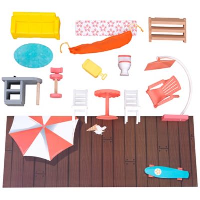 Image showing  Ferris Wheel Fun Beach House Dollhouse, 37.76 in. x 16.54 in. x 32.8 in., 20 pc.