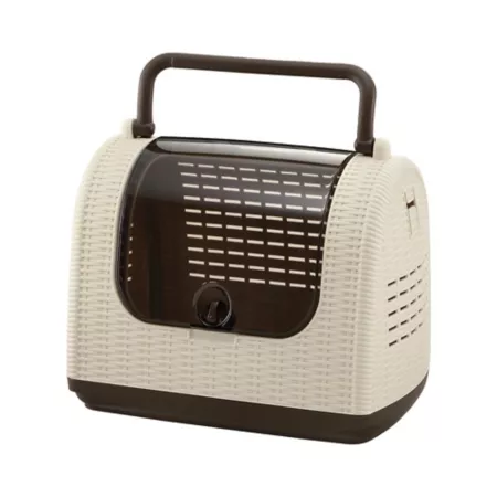 Richell Faux Wicker Pet Carrier Ivory Small Pet Carriers