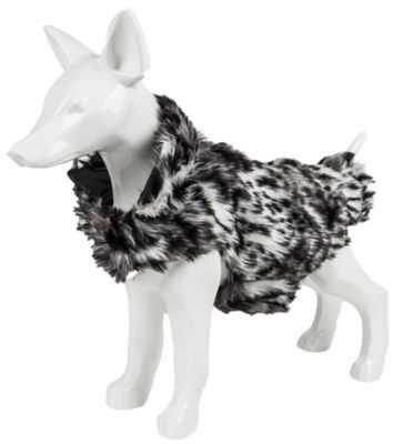 Image showing  Luxe Paw Dropping Designer Tiger Pattern Mink Fur Dog Jacket, Gray Scale