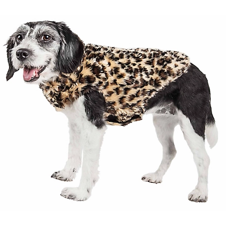 Pet Life Luxe Poocheetah Ravishing Designer Spotted Cheetah Patterned Mink Fur Dog Jacket