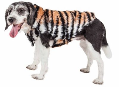 Pet Life Luxe Tigerbone Glamorous Tiger Patterned Mink Fur Dog Jacket