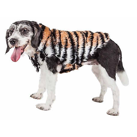 Pet Life Luxe Tigerbone Glamorous Tiger Patterned Mink Fur Dog Jacket