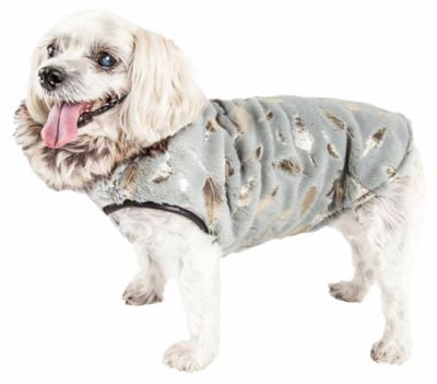 Pet Life Luxe Gold-Wagger Gold-Leaf Designer Fur Dog Jacket Coat