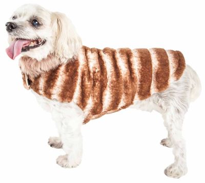 Pet Life Luxe Tira-Poochoo Tiramisu Patterned Mink Dog Jacket
