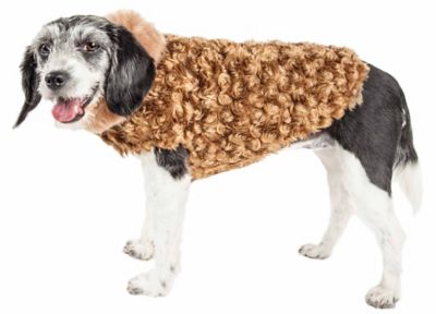 Pet Life Luxe Furpaw Shaggy Elegant Designer Dog Jacket -  58BRSM