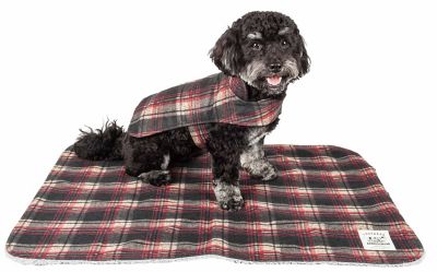 Image showing  2-in-1 Tartan Plaided Dog Jacket with Matching Reversible Dog Mat