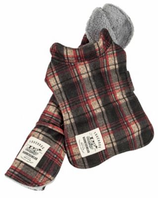 Touchdog 2-in-1 Tartan Plaided Dog Jacket with Matching Reversible Dog Mat