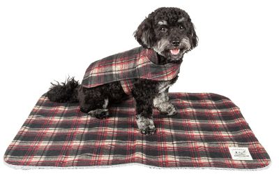 Image showing  2-in-1 Tartan Plaided Dog Jacket with Matching Reversible Dog Mat