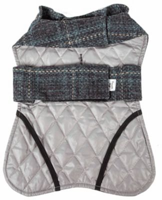Image showing  2-in-1 Windowpane Plaided Dog Jacket and Matching Reversible Dog Mat