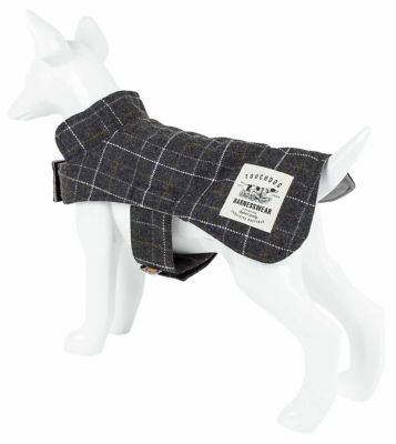 Image showing  2-in-1 Windowpane Plaided Dog Jacket with Matching Reversible Dog Mat