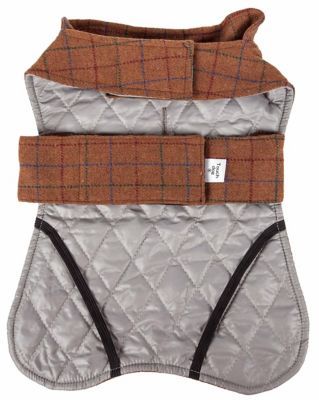Image showing  2-in-1 Windowpane Plaided Dog Jacket with Matching Reversible Dog Mat