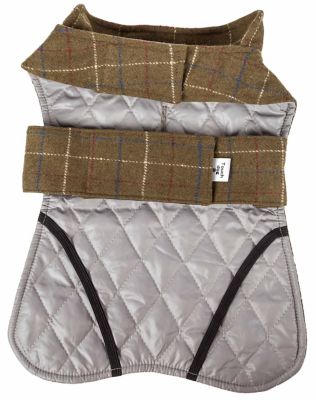 Image showing  2-in-1 Windowpane Plaided Dog Jacket with Matching Reversible Dog Mat