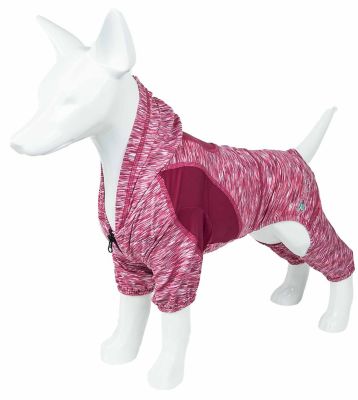 Pet Life Active Downward Dog Heathered Performance 4-Way Stretch 2-Toned Full-Bodied Warm Up Dog Hoodie