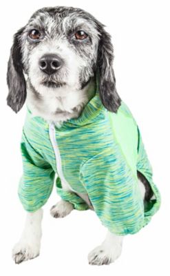 Image showing  Active Downward Dog Heathered Performance 4-Way Stretch 2-Toned Full-Bodied Warm Up Dog Hoodie